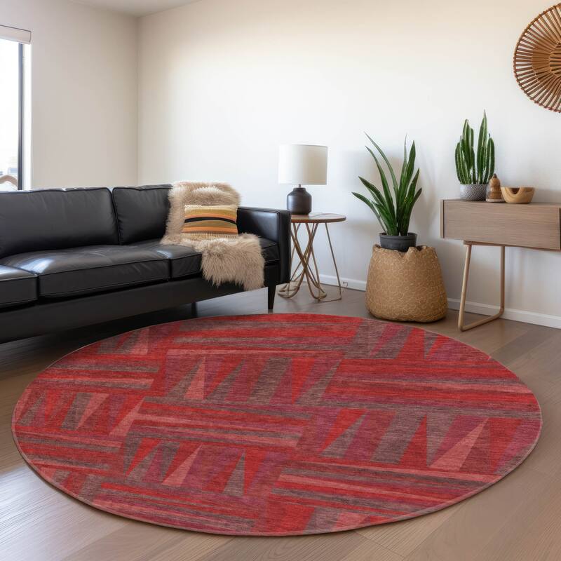 Premium Washable Super Soft Modern Glase Mayfield Rug - Red - 8' x 8'