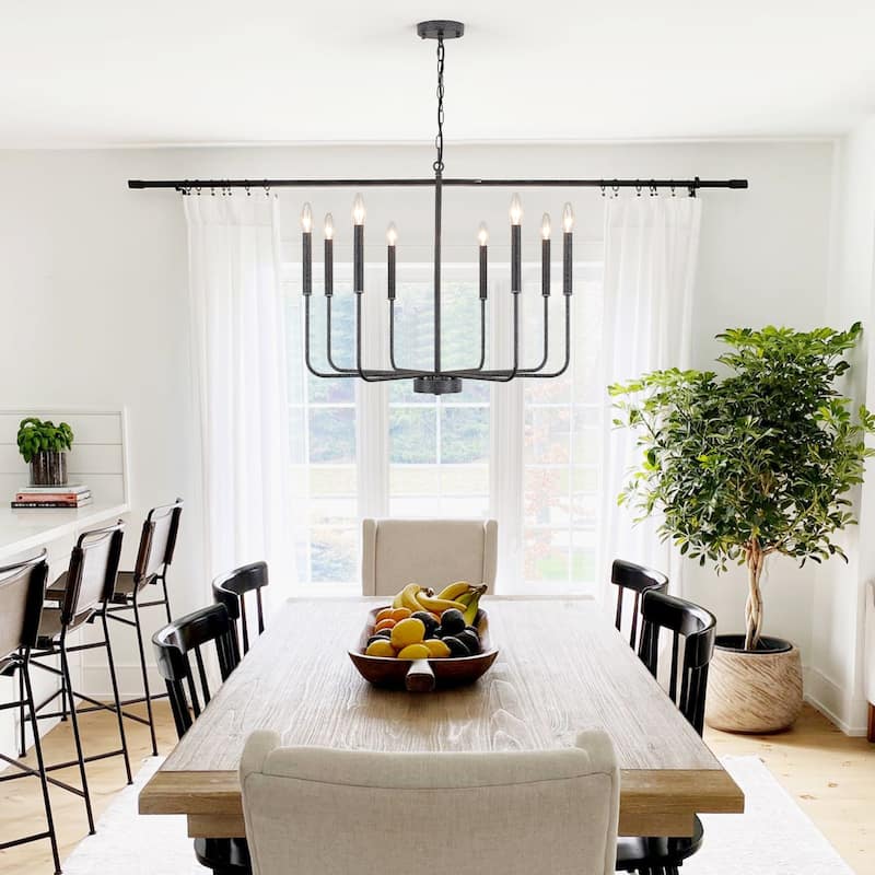8-Light Farmhouse Traditional Candle Chandelier for Dining Room Bedroom Living Room