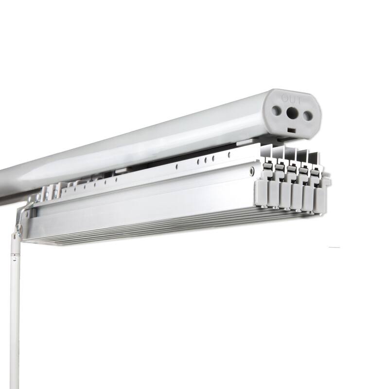 InStyleDesign - Geometric White 6-Panel Single Rail Panel Track Extendable 70"-130"W, Panel width 23.5" - 130"W x 94"H - White Track