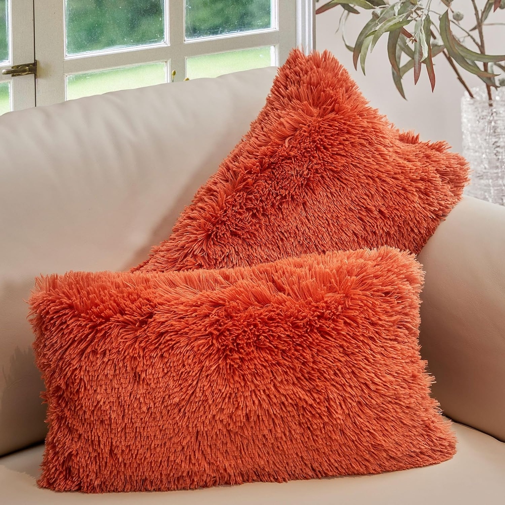 Orange top fur pillows