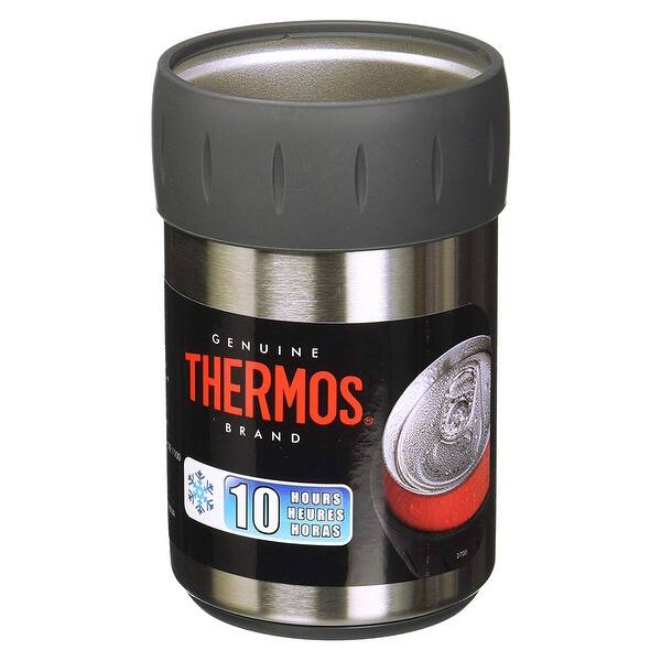 Shop Thermos Stainless Steel Beverage Can Insulator For 12 Ounce Can Black 12 Oz Overstock 30989023