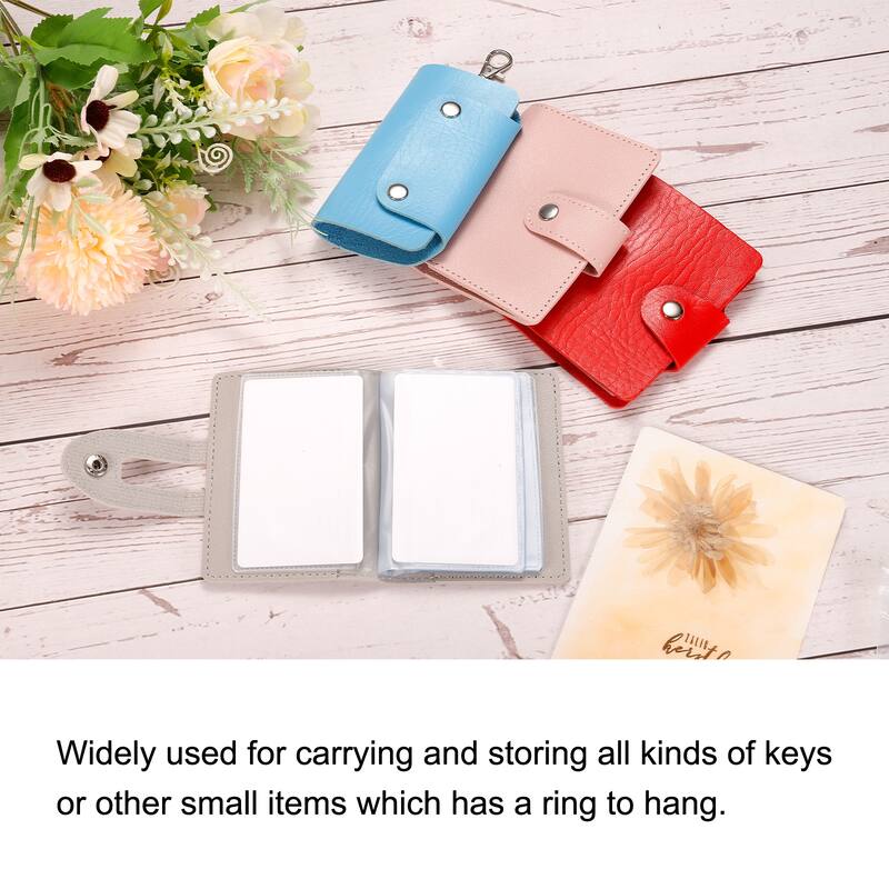 Key Case Cover, PU Leather Keychain Holder Key Sleeve with 6 Keychains - 10.8x 6.5cm