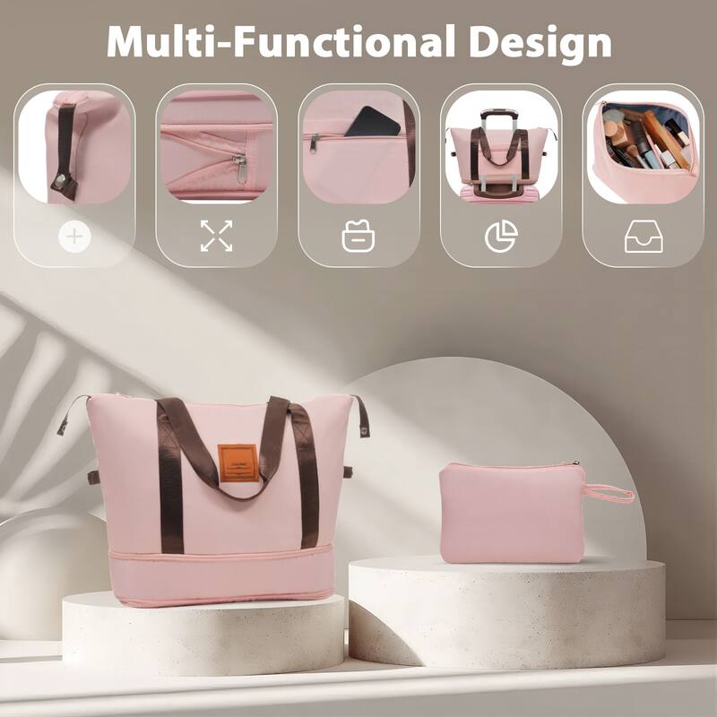 3 Piece Carry on Luggage Set, ABS Hardshell Lightweight Durable Suitcase with Wheels and Duffel Bag & Toiletry Bag, for Travel