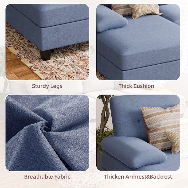 106'' Sectional Sofa with Thick Cushions for Living Room