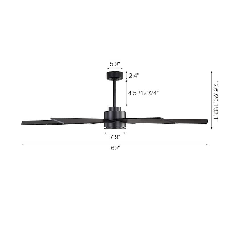 MLiAN 60 in. 8-Plywood Blades Indoor LED Ceiling Fan With Remote...