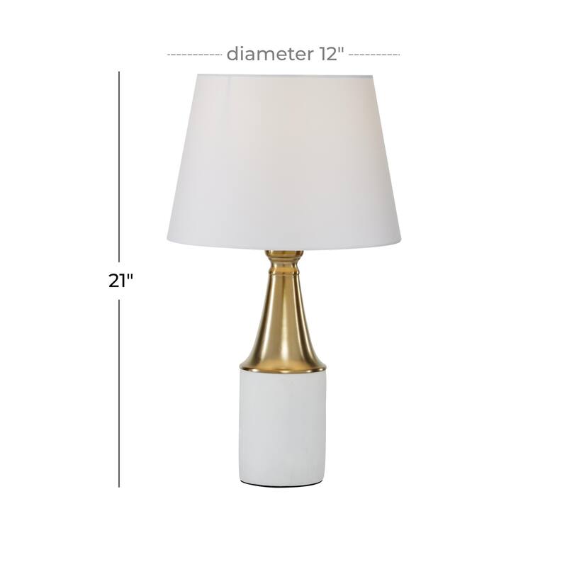 Cement Stone Room Table Lamp with Gold Accent - White - CosmoLiving by Cosmopolitan