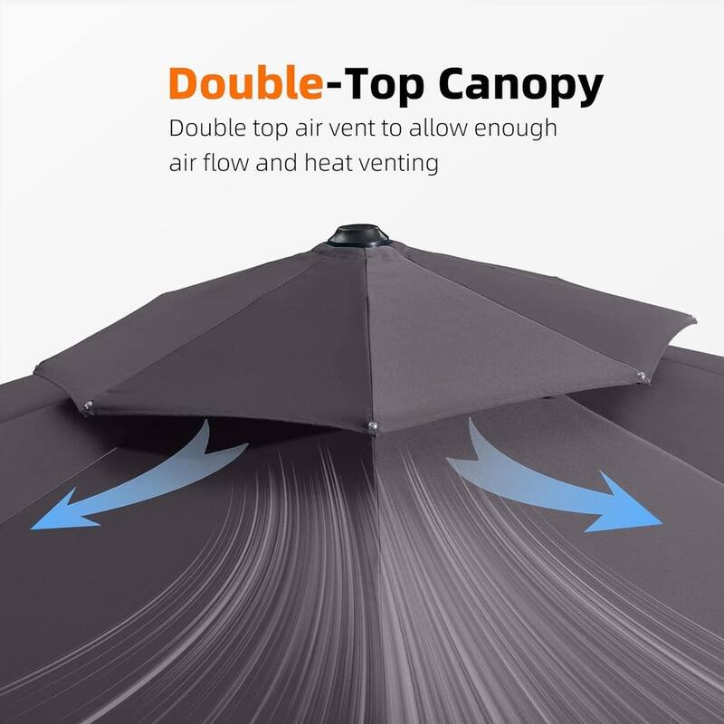 PURPLE LEAF 10 ft Double Top Round Windproof Offset Hanging Patio Umbrella