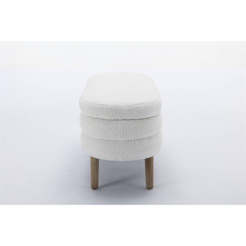 Boucle Fabric Storage Bench