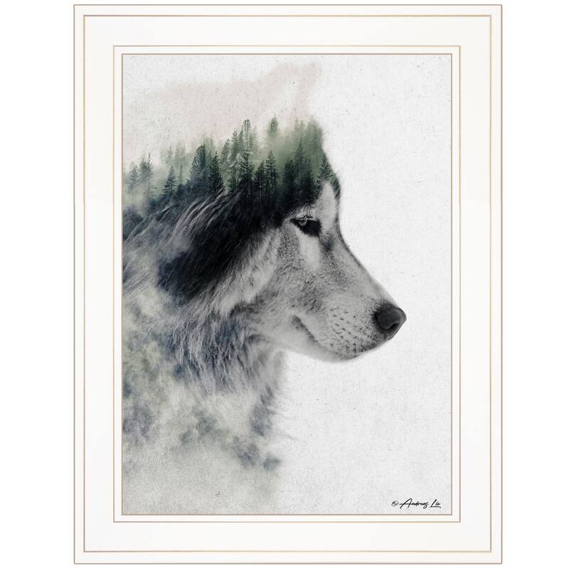 TrendyDecor4U Farmhouse "Wolf Stare" Framed Print Wall Art by Andreas Lie