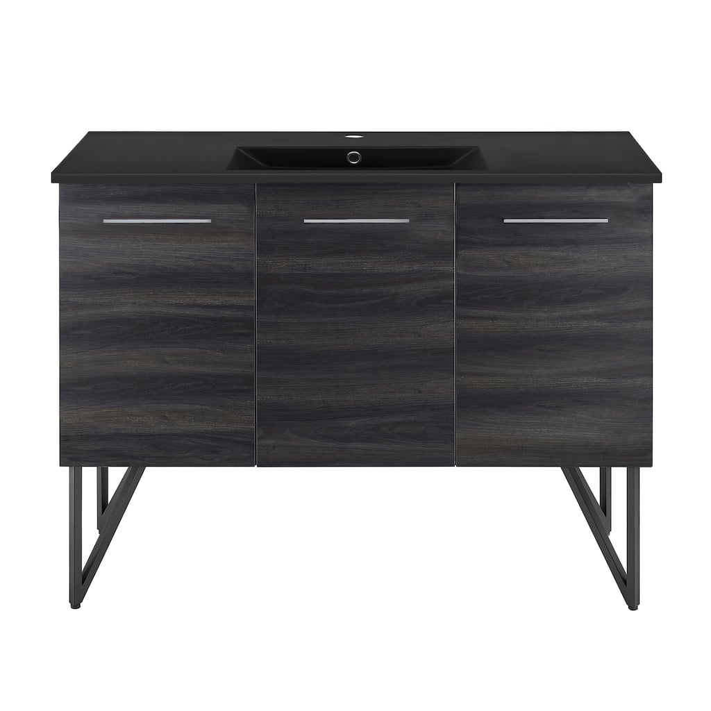 Annecy 48 In. Black Walnut Bathroom Vanity With Black Ceramic Sink Top