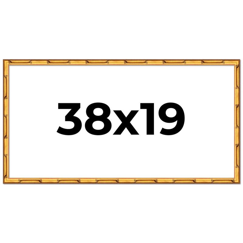 38x19 Frame Gold Bamboo Picture Frame Modern Photo Frame Includes UV Acrylic Shatter Guard Front Acid Free Foam Backing Board