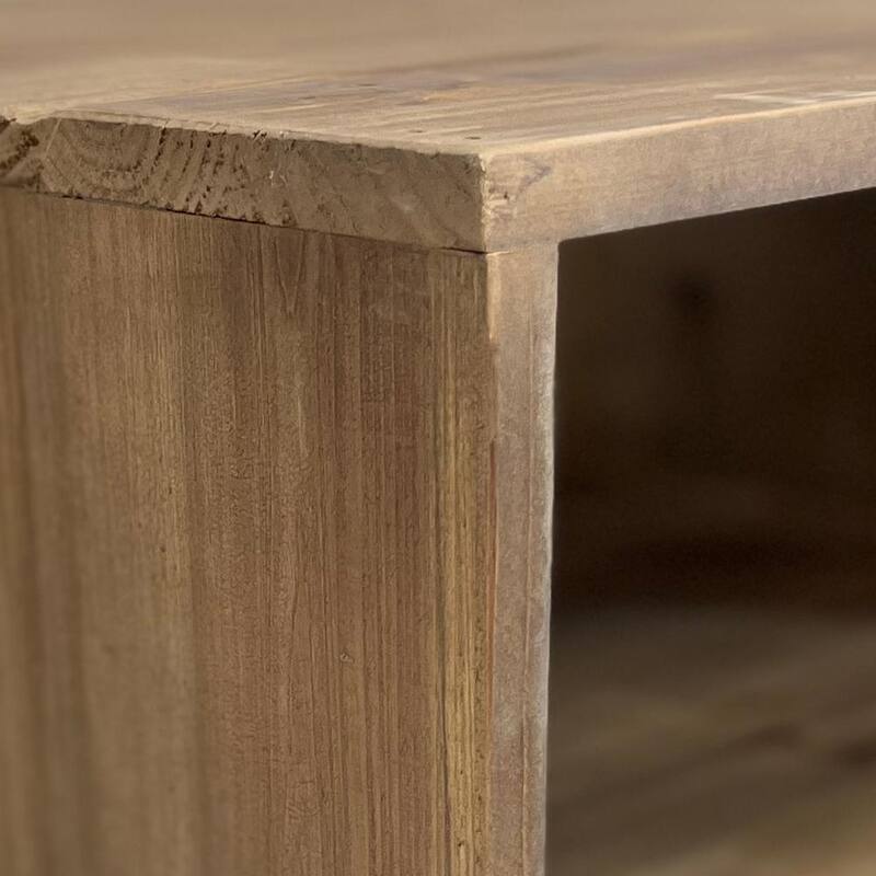 Betsy 42 Inch Reclaimed Wood Rectangle Farmhouse Coffee Table With Storage - Natural Brown - 18 H x 42 W x 23 L Inche