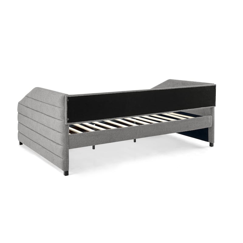 Queen Size Daybed with Two Drawers Trundle Upholstered Tufted Sofa Bed, Linen Fabric