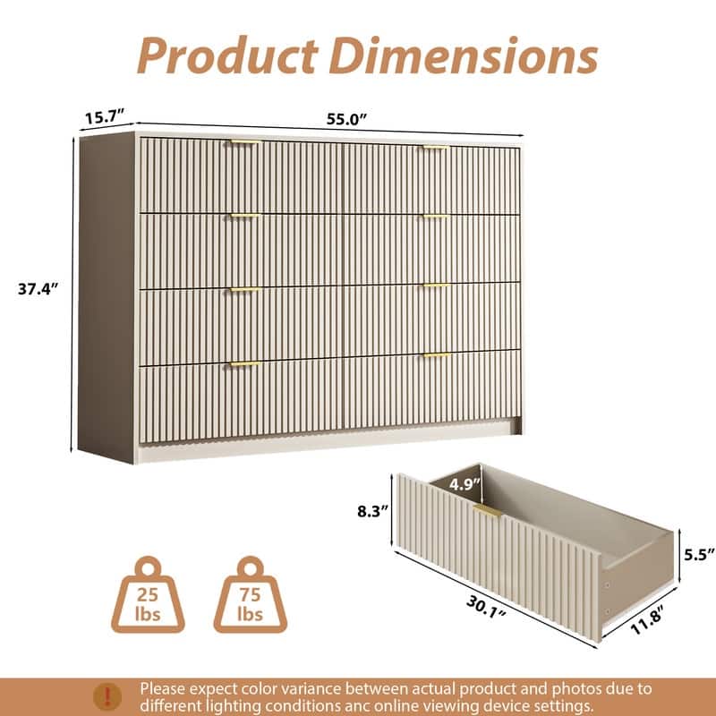 8-Drawer Double Dresser for Bedroom
