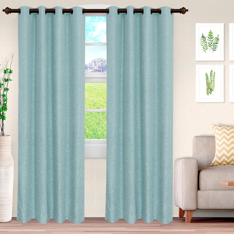 Superior Hebbe Cascade Jacquard Grommet Curtain Panel (Set of 2) - 52" x 108" - Sea Foam