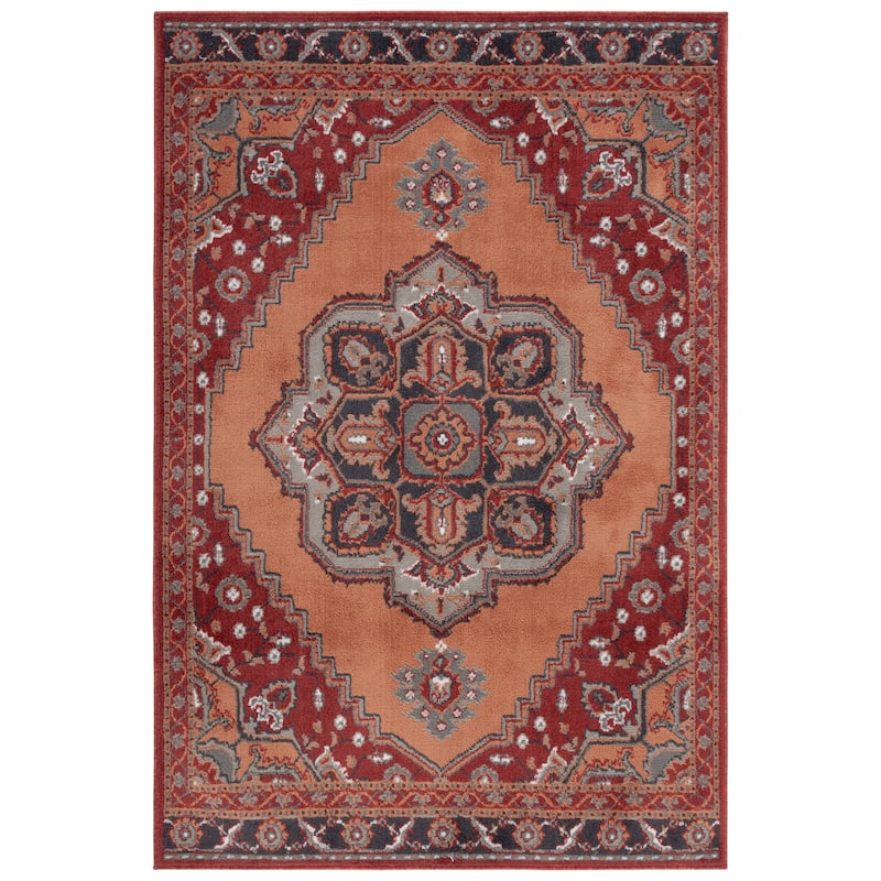 SAFAVIEH Pyramid Peroline Traditional Oriental Rug - 4'5" x 6'5" - Rust/Ivory Grey