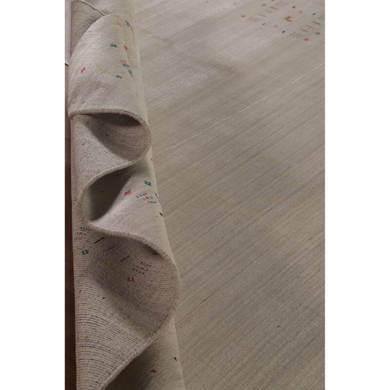Gabbeh Area Rug Hand-Knotted Tribal Wool Carpet - 7'10" x 9'10"