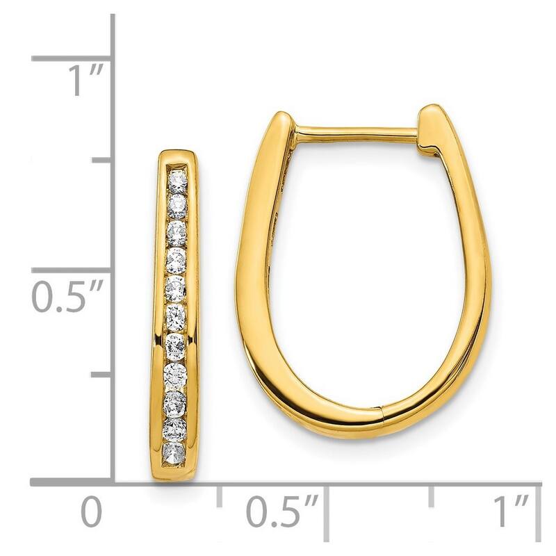 Curata 14k Diamond Hoop Earrings - 20x15mm Wide 2mm Thick