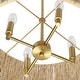 preview thumbnail 5 of 9, Jillian 4-Light Rattan Drum Chandelier Light with Brass Canopy - 18'' W