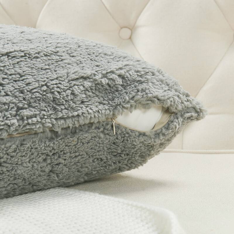 Accent Sherpa Pillow Cover Set of 4 20Inch x 20Inch, NO INSERT