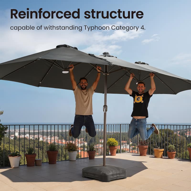 ​OVIOS 15ft Double Side Patio Umbrella Extra Large with Light