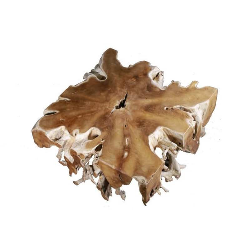 Block Square Teak Root Coffee Table, 40 Inch Long, Natural Finish