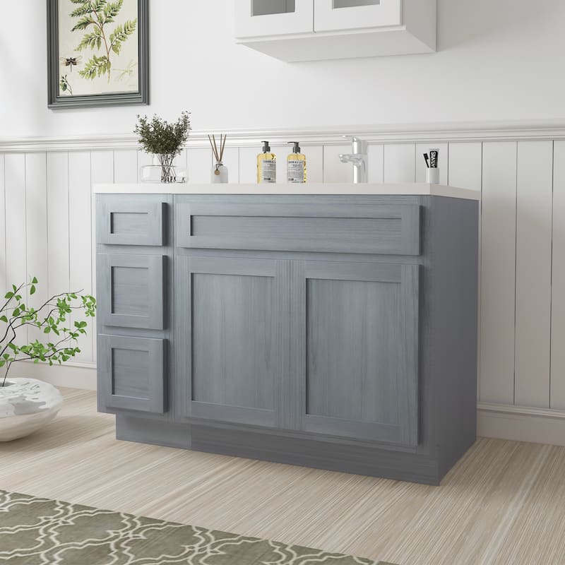 Vanity Art 42" Oak Freestanding Bathroom Vanity Cabinet without Top