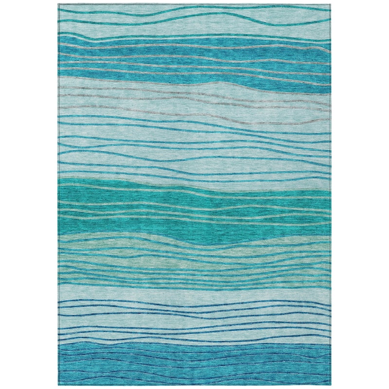 HomeRoots Striped Transitional Rectangle Outdoor Rug