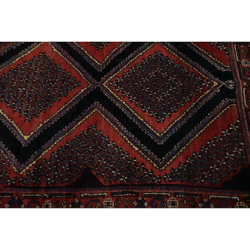 Hand Knotted Oriental 100% Wool Carpet Traditional Geometric Oranges & Rust Afshar Area Rug - 5' 5'' X 4' 3''