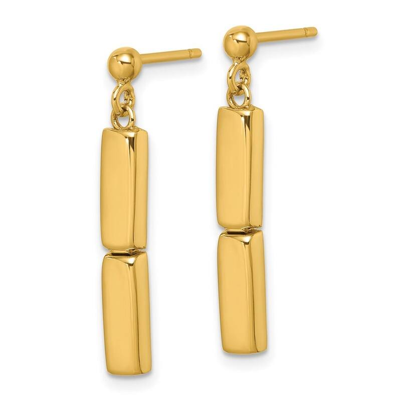 Curata 14k Yellow Gold 29x4.3mm Two Bar Dangle Post Earrings