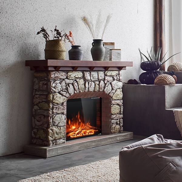 Shop Costway 26 750w 1500w Fireplace Electric Embedded Insert