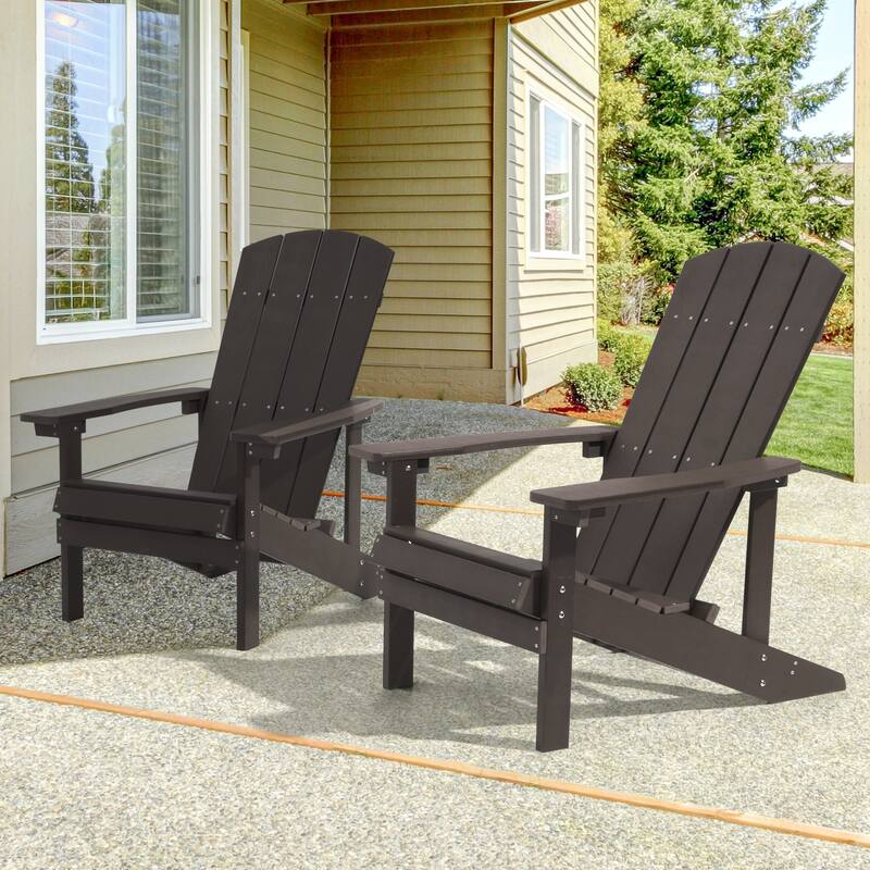 BONOSUKI Patio Adirondack Chair with Cupholder,Weather Resin-Set of 2