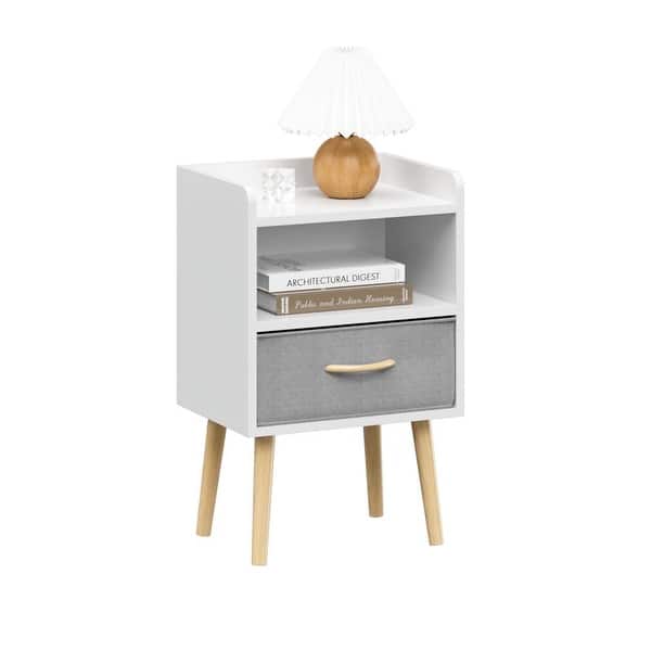 Small White Nightstand Nightstand With Collapsible Fabric Drawer
