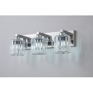 Modern Glam 3/4/5-Light Dimmable Cylinder Crystal Wall Light Bathroom Vanity Light