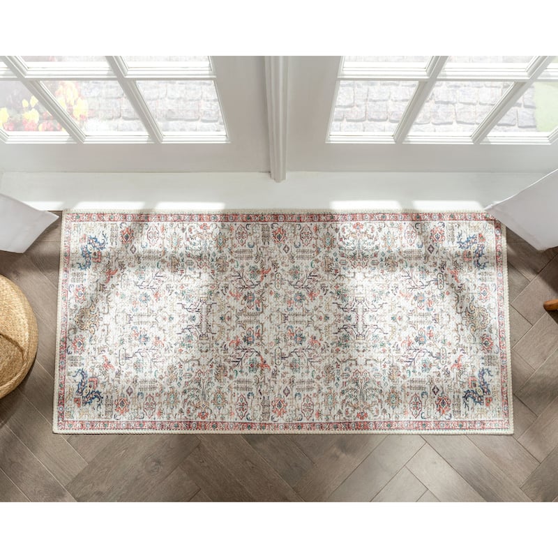 Well Woven Lotus Pomona Vintage Medallion Machine Washable Area Rug