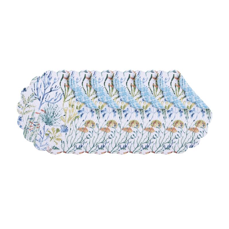 Coralie Sound Round Quilted Placemat Set 6
