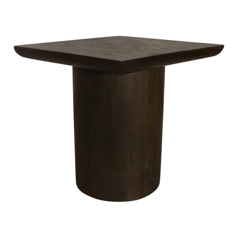 HomeRoots 24" Dark Brown Distressed Solid Wood Square Pedestal End Table - 24 in. x 24 in. x 24 in.