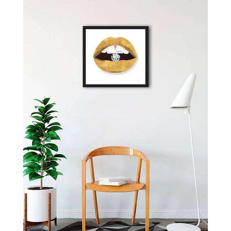 Gold Lips II Framed Poster - 24 x 24 Inch - Black