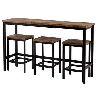 4-Piece Mini Pub Counter Height Extra Long Dining Table Set with 3 ...