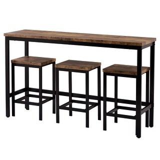 Counter Height Extra Long Dining Table Set with 3 Stools - Bed Bath ...