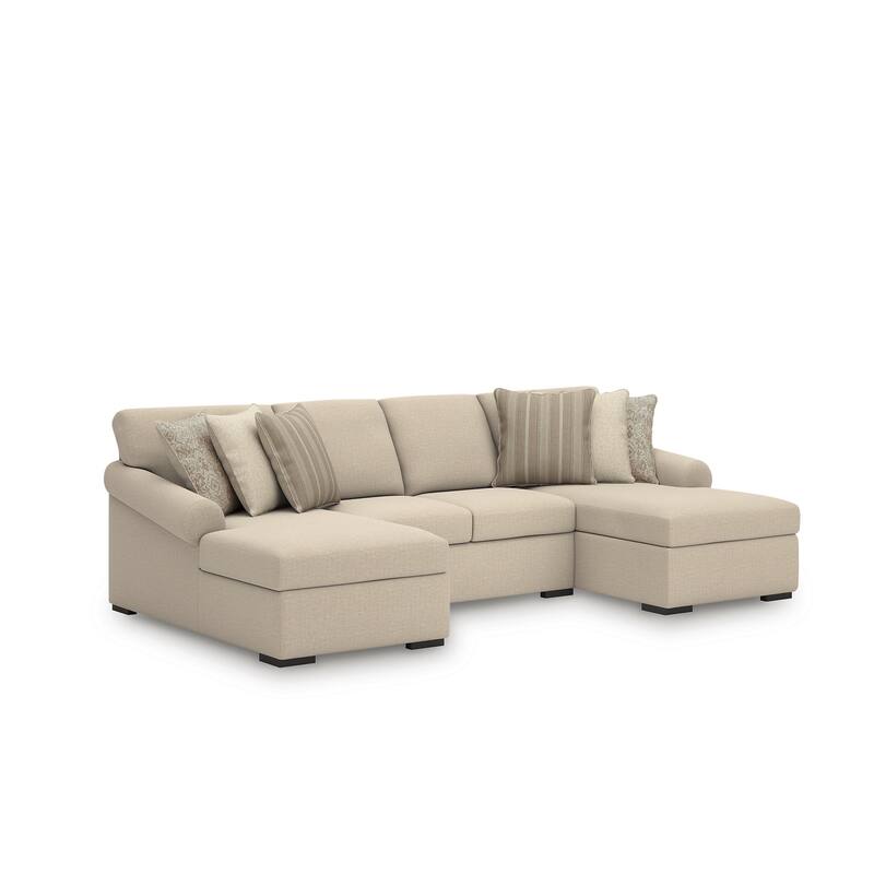 Signature Design by Ashley LadyMae Beige 3-Piece Sectional with Chaise - 130" W x 69" D x 40" H