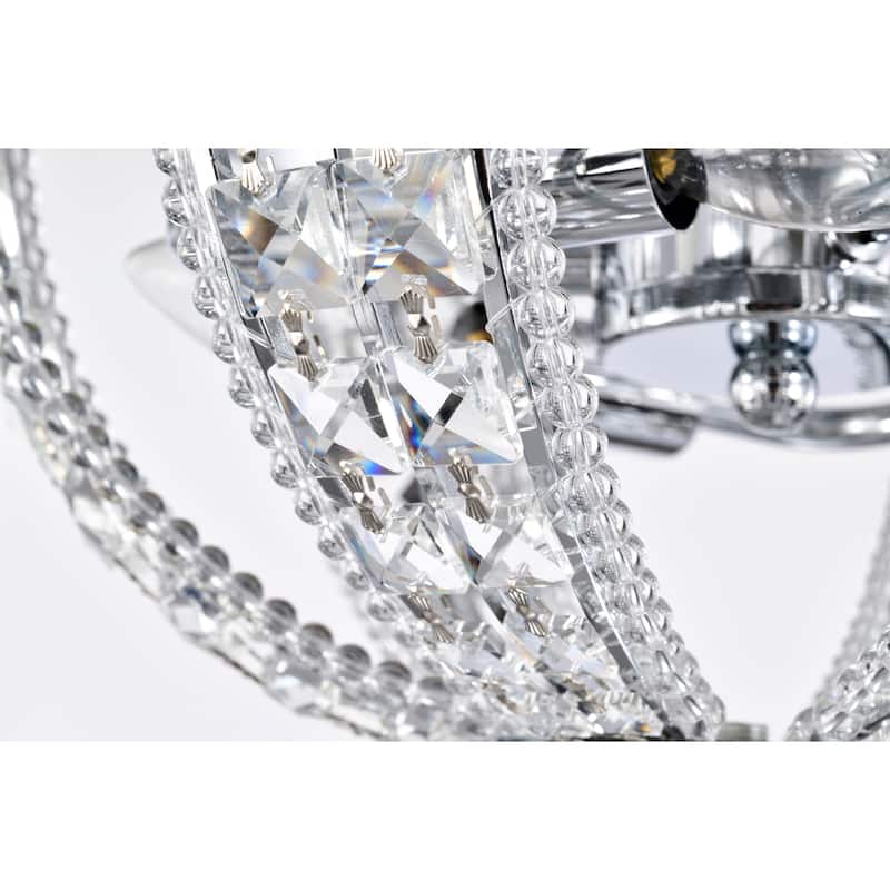 Santana 52 Inch Chrome Polished Finish Mid-Century style Ceiling Crystal Fan with Remote