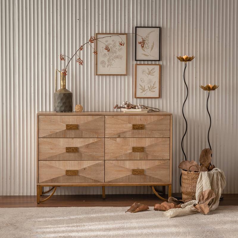 Light Wood Dresser with Metal Glide Drawers - Multi-Functional