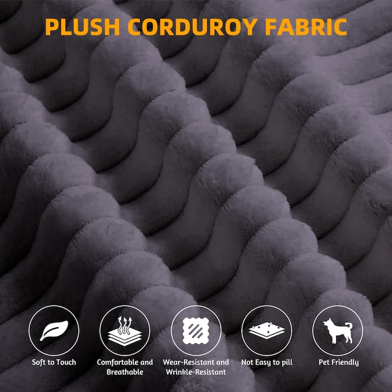 78.7" Modern Convertible Corduroy Sofa Bed with 2 Pillows, Floor Deep Seat Sleeper Couch, Foldable 2-in-1 Sofa for Living Room