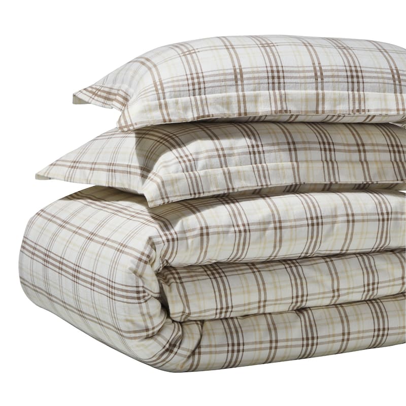 Superior Plaid Flannel Cotton Classic Rustic Farmhouse Duvet Cover Set