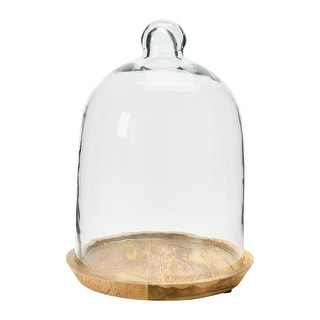 Glass Cloche with Mango Wood Base, Set of 2 - Bed Bath & Beyond - 35221166