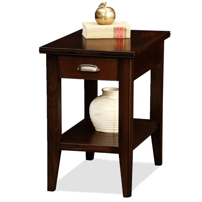 Laurent Narrow Solid Wood Side End Table with Shelf