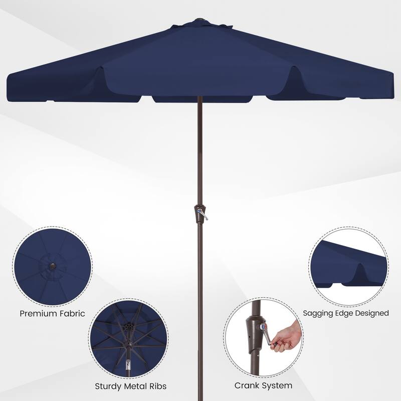 11ft Patio Market Umbrella with UV-Resistant and Sagging Edge Designed
