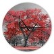 preview thumbnail 8 of 8, Designart 'Big Red Tree on Foggy Day' Oversized Floral Wall CLock 16 in. wide x 16 in. high