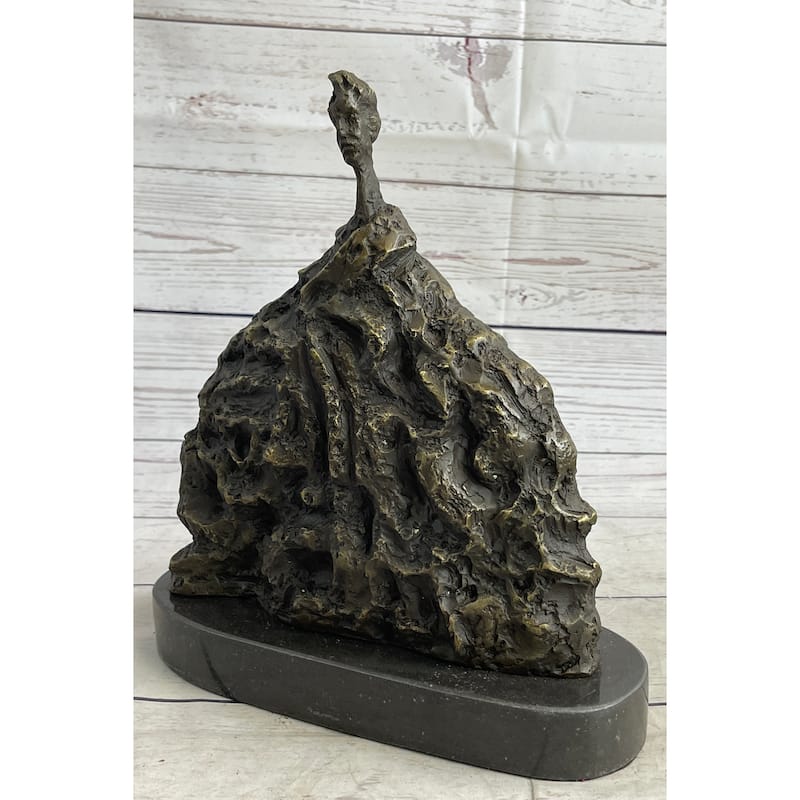 Surrealist Head Modern Art Giacometti Bronze Statue Sculpture Marble Base 11 Inches X 9 Inches